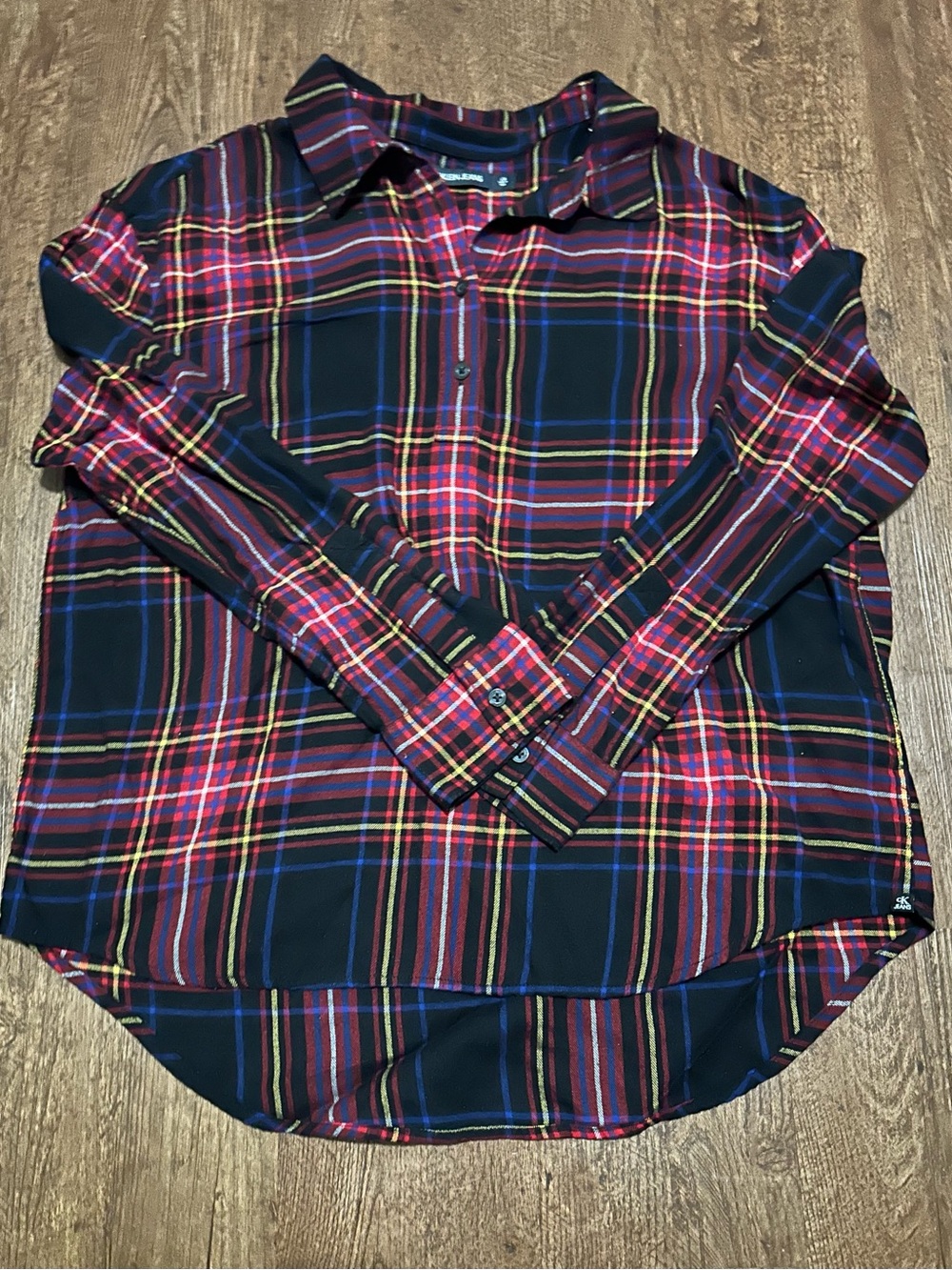 Calvin Klein Navy, Red  Plaid Button-Down Shirt